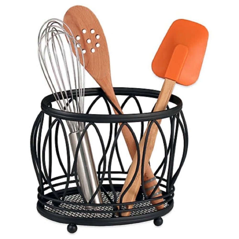 Spectrum™ Steel Leaf Utensil Holder in Black